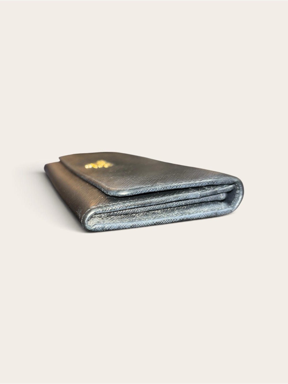 Prada Black Saffiano Leather Flap Continental Wallet with Gold Logo - Picture 4 of 4